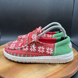 Hey Dude Wendy Girls Youth Jolly Jingle Christmas Shoes Kids Size 3
